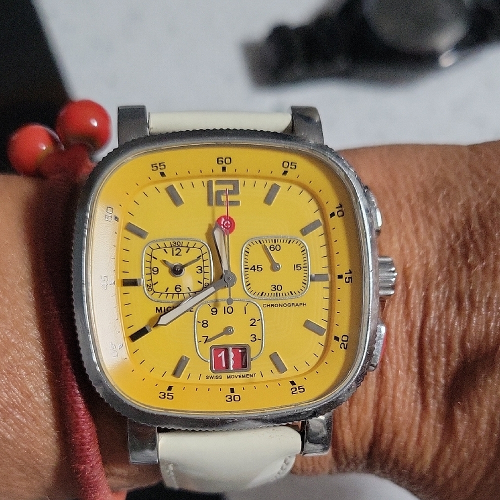 Michele Yellow and Silver Women's Watch
